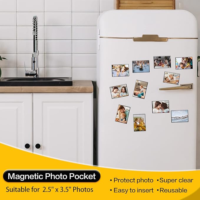 YixangDD 20 Pack Magnetic Picture Frame, 2.5 x 3.5 Inches Fridge Magnetic Photo Frames, Magnetic Photo Frames for Refrigerator, Home, School, Office (Black)