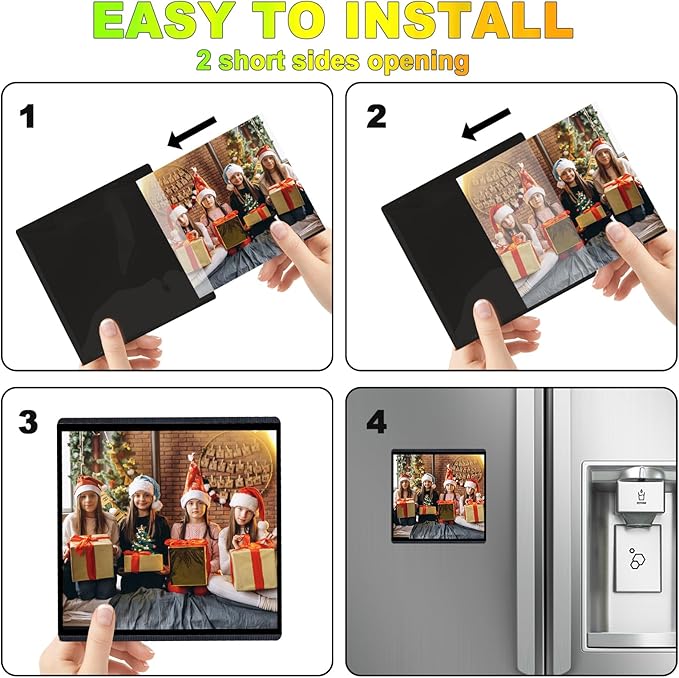 Black Magnetic Picture Frame 4X4 for Refrigerator,12 pack,Square Photo Magnets Sleeves