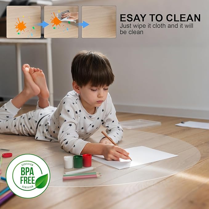 Office Chair Mat for Hard Floors,36" x 36" Desk Mat Comfortable and Non-Skid Office Chair Mat Protect Your Floors from Damage, Easy Glide Rolling Plastic Floor Mat for Work,Home