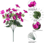 Hibiscus Artificial Flowers Plants for Outdoors Decor, 6 Bundles Silk Hibiscus Bouquet Tropical Flowers Artificial Realistic UV Resistant Fake Flowers for Outside Planter Porch Patio Balcony, Fuchsia