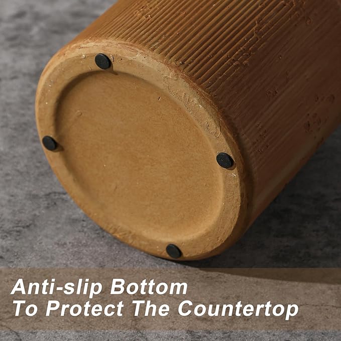 Farmhouse Vase for Home Decor, Vintage Rustic Terracotta Flower Vase Suitable for Home Decor, Living Room, Shelf, Dining Table. 7IN. Ochre