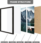 12x18 Frame Set of 3 - Display 11x17 Photo with Mat or 12 x 18 Poster without Mat, Wall Mounting Horizontal and Vertical, Black