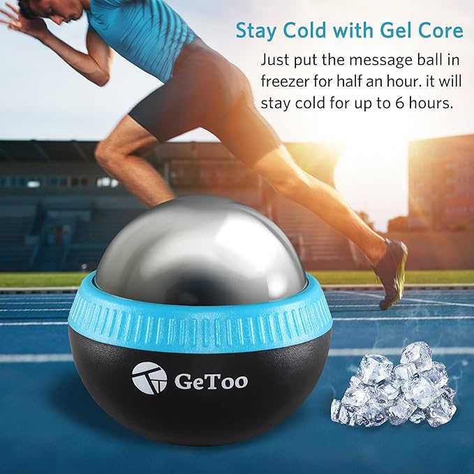 Cryosphere Cold Massage Roller Ball - 2.8 Inch Ice Massage Ball for Deep Tissue, 6 Hours Cold Therapy, Detachable Rolling Ball, Blue and Black