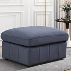 Ottoman Rectangular Storage Ottoman Bench, Flannel Footrest Stool Footstool with Lid for Living Room, Bedroom, Entryway, Gray Blue, 38"x30"x22"