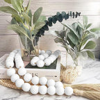 OMISHE 76" Long Extra Large Wood Bead Garland with 1.6" Diameter Wooden Beads and Tassels, Rustic Farmhouse Country Decorative Beads for Home Tiered Tray Decor, White