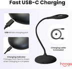 hooga Desk Lamp, Blue Light Blocking, 3 Modes: Amber 1600K, Red, Full-Spectrum 4000K, Dimmable, Rechargeable, Eye Strain Relief, Circadian Friendly