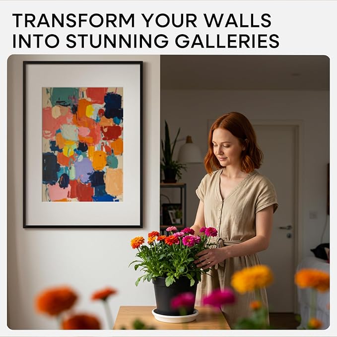 Homeforia Black Wood A1 Frame, High End Oak 23.4 x 33.1 Black Wooden Poster Frames Matted to 16.5 by 23.4 inches Photo, A1 Size Large Wood Picture Frame with Mat A2, Tempered Glass, Wall Kit, Set of 1