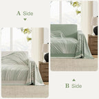 Boho Couch Cover Washable Sectional Couch Covers for Dogs Reversible Sofa Slipcover for 2 or 3 Cushion Couch Pet Friendly Furniture Protector (1# Sage Green, 71" x 150")