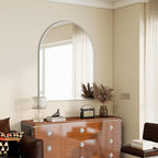 BEAUTYPEAK 36"x48" Arch Bathroom Mirror, Wall Mounted Vanity Metal Frame Mirror for Bedroom, Entryway, Living Room, Silver