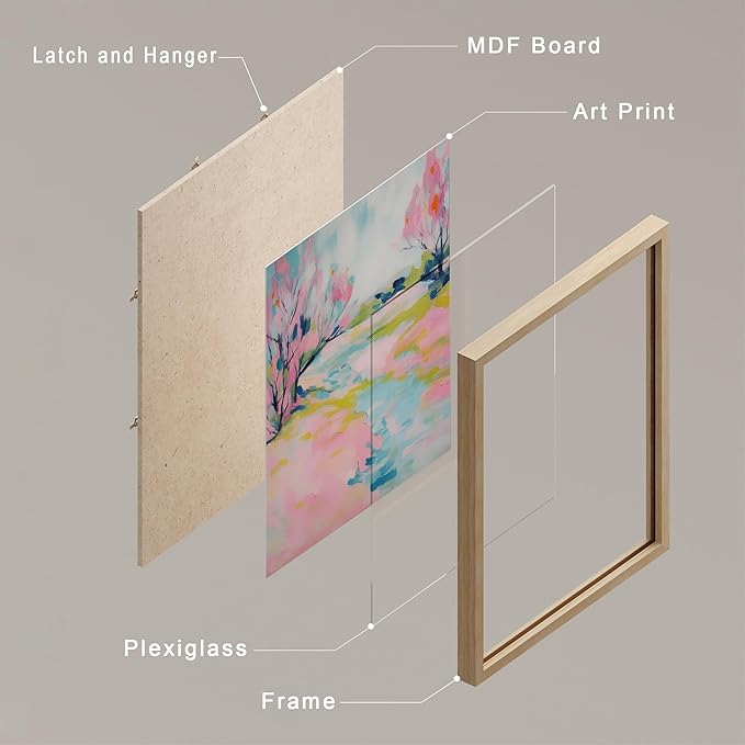 SIGNWIN Framed Vibrant Landscape and Pineapple Colorful Preppy Room Decor Pink Decor Digital Art Modern Art Decorative Multicolor Scenic for Bedroom - 8"x10"x 4 Natural