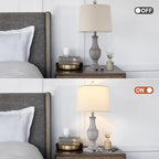 Farmhouse Table Lamps for Living Room, Rustic 26" Touch Control Bedside Lamps with USB A+C Charging Ports & AC Outlet, Vintage 3-Way Dimmable Nightstand Lamp Linen Fabric Shade for Bedroom End Table