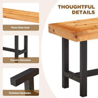 AVAWING Outdoor Wood Benches Set of 2, Patio Wooden Picnic Bench Waterproof, Backless Long Garden Park Chair for Porch, Balcony and Deck, Natural