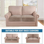 H.VERSAILTEX Velvet Stretch Couch Cushion Cover Plush Cushion Slipcover for Chair Loveseat Sofa Cushion Furniture Protector Seat Cushion Sofa Cover (2 Piece Large Sofa Cushion Covers, Taupe)