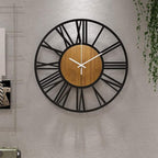 1st owned Wall Clocks for Living Room Decor,13" Vintage,Round Silent Non Ticking,Black Metal,Modern Wood Clocks for Home Bedroom,Kitchen,Garden,Office,Cafe,Modern Wall Decoration -Roman Numerals