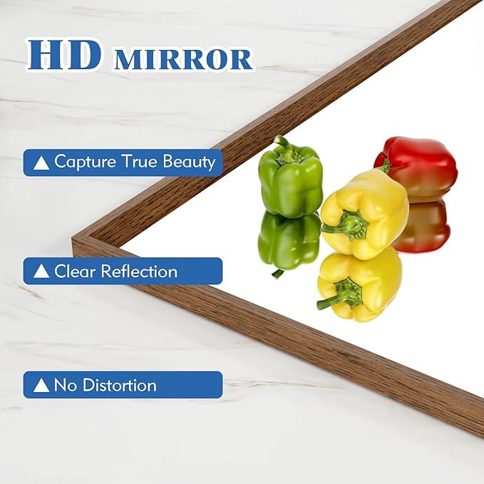 Bathroom Vanity Mirror 36x36 Inch, Walnut Rectangle Bathroom Mirror, Anti-Rust, 4MM Tempered Glass, Wall-Mounted Mirror, Hangs Horizontally or Vertically for Bathroom & Bedroom