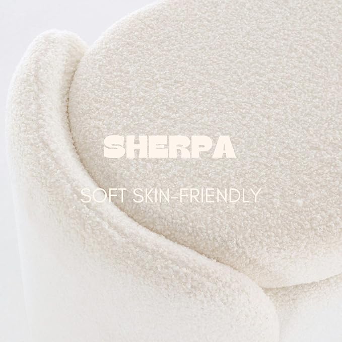 ROCTY White Boucle Storage Bench - 50" Sherpa Ottoman Bench for Bedroom, Entryway, Living Room & Vanity - Teddy Fabric with Storage & Seating