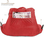 Nestl Reading Pillow Standard Bed Pillow, Back Pillow for Sitting in Bed Shredded Memory Foam Chair Pillow, Reading & Bed Rest Pillows Cherry Red Back Pillow for Bed, Bed Chair Arm Pillow with Pockets