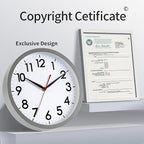 AKCISOT Wall Clock 10 Inch Silent Non-Ticking Modern Clocks Battery Operated - Analog Classic for Office, Home, Bathroom, Kitchen, Bedroom, School, Living Room(Gray)