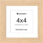 upsimples 4x4 Picture Frame, Natural Solid Wooden Picture Frames, Display 3x3 with Mat or 4 x 4 Without Mat, Wall or Tabletop, 1 Pack, Natural