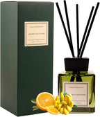 Oud & Bergamot Reed Diffuser Long-Lasting Fragrance Air Freshener Diffuser Hotel Collection Diffuser Oil 7.04 oz - Green