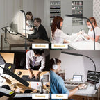 SKYLEO Led Desk Lamp - Desk Light for 33.5" Tall - Flexible Gooseneck - 5 Color Modes X 11 Brightness Levels - 1300LM - Timmer & Memory Function - 12W Clip on Light - Black