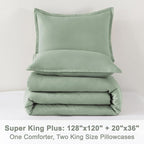 Litanika Oversized King Comforter Set 128x120, 3 Pieces Alaskan King Super King Plus Sage Green Lightweight Solid Bedding Set, All Season Fluffy Bed Set Quilt Blanket