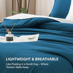 Litanika Teal Twin/Twin XL Comforter Set, 2 Pieces Turquoise Lightweight Solid Bedding Comforter Set, All Season Fluffy Bed Set (66x90In Comforter & 1 Pillowcase)