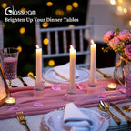 Glass Candlestick Taper Candle Holder: Glasseam Set of 2 Small Candle Holders for Candlesticks, Modern Crystal Clear Tapered Candle Stick Holder for Wedding Dining Table Centerpiece Christmas Decor