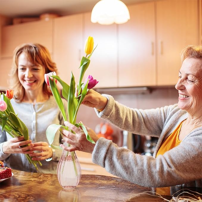 BEAHOT 22 Pack Pink Flower Vase in Bulk,Mini Vintage Glass Bud Vases for Centerpieces,Wedding Decor,Party & Home Decaration,Mother's Day (Pink)