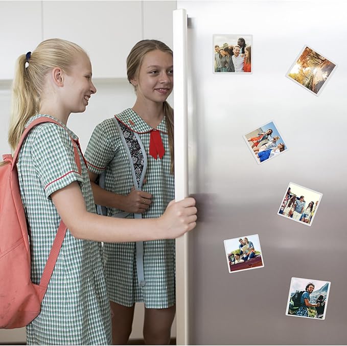 White Magnetic Picture Frame 4X4 for Refrigerator,12 Pieces Square Photo Magnets Sleeves for Fridge and Whiteboard,Locker