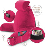 Nestl Reading Pillow Large Bed Pillow, Back Pillow for Sitting in Bed Shredded Memory Foam Chair Pillow, Reading & Bed Rest Pillows Hot Pink Back Pillow for Bed, Bed Chair Arm Pillow with Pockets