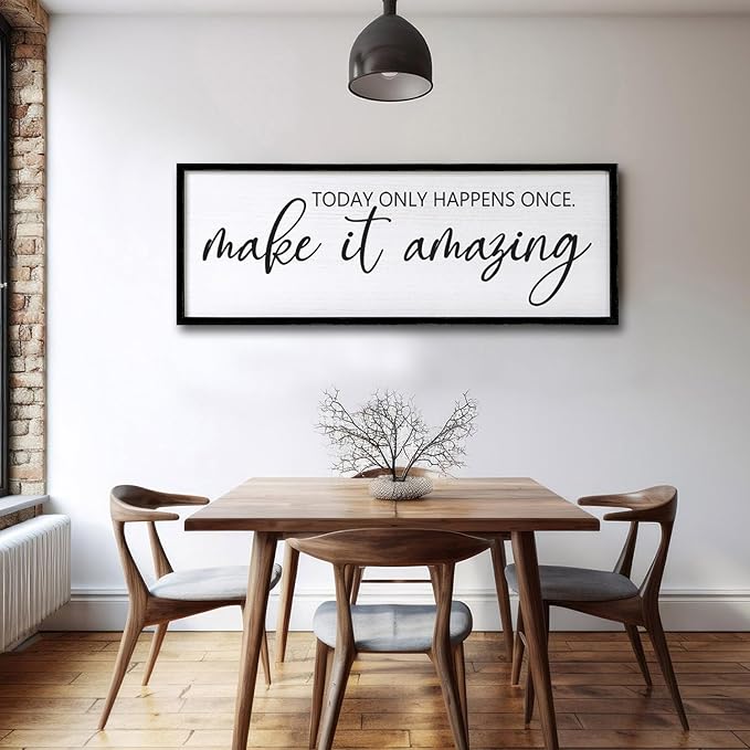 Today Only Happens Once Make It Amazing Framed Wall Art, 40''×15'' Rustic Religious Christian Lords Prayer Sign for God Jesus Christ Prayer, Horizontal Holy Inspirational Catholic Scripture Decor