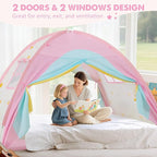 Twin Bed Tent for Kids, Twin Size Bed Canopy with Star Lights, Privacy Space Blackout Sleeping Tents, Indoor Breathable Portable Bunk Bed Tent for Girls, Rainbow