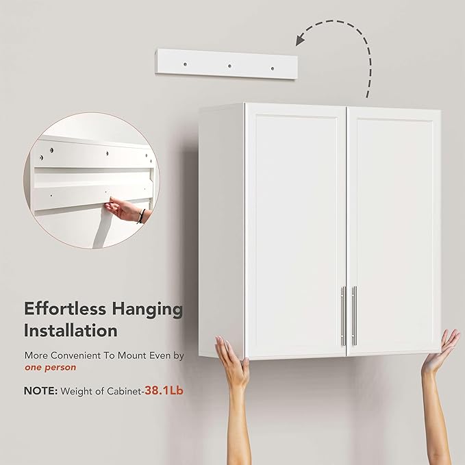 FIMELLO 30" Laundry Room Cabinets Wall Mounted,White