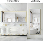 36x72inch Bathroom Mirror, Gold Rectangle Mirror with Thin Metal Frame, Large Rectangular Wall Mirrors for Bathroom, Living Roomm, Hair Salon, Big Farmehouse Mirror Hang Horizontal/Vertical