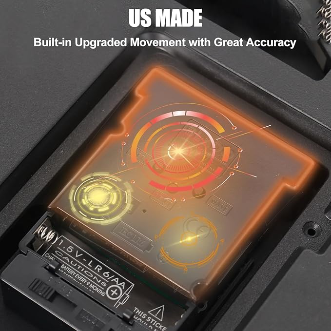 Geevon Atomic Wall Clock, 12" Sets Automatically Wall Clock Battery Operated with AUTO DST, Easy to Read Atomic Analog Clock for Kitchen/Office/Classroom/Living Room(Black)