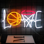 Love Basketball Neon Sign Dimmable Basketball Hoop Neon Lights for Bedroom Sport LED Neon Light Up Signs for Man Cave Game Room Birthday Party Decor Gifts for Boys USB Powered