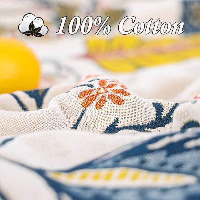 Snycler Boho Throw Blanket for Bed, 100% Organic Cotton Muslin Soft Throw-Floral Farmhouse Rustic Spring Summer Fall Decor Blanket for Couch Sofa Quilt and Gift, 60" x 80" White