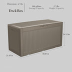 100 Gallon Outdoor Storage Box Waterproof Lockable Resin Deck Box Large, Patio Storage Bin for Pool Accessories Cushion Furniture, Garden Tools, UV-Resistant Outside Delivery Grey
