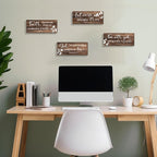 FENCORDAR 4 Pieces Brown Wall Decor Bible Verses Bathroom Decor Wooden Farmhouse Office Christian Wall Art Religious Art for Women Office Home Bedroom Living Room Decor(Brown 10x4)