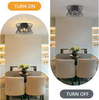 3-Lights Black Ceiling Light Vintage Geometric Chandelier Light Fixture Adjustable Metal Semi Flush Mount Lighting for Kitchen Room Dining Room Foyer