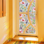 Window Film, Stain Daisy Glass Film Rainbow Flowers Static Window Clings Stickers for Home Office Living Room Bedroom Glass Windows Door Decor