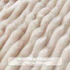 NEWCOSPLAY Super Soft Throw Blanket Linen Premium Silky Flannel Fleece 3D Ribbed Jacquard Lightweight Bed Blanket All Season Use (Linen Ribbed, Throw(50"x60"))