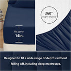 CozyLux California King Comforter Sets Navy Blue, 7 Pieces Cal King Bed in a Bag, All Season Bedding Sets with Stitch Quilted Comforter, Flat Sheet, Fitted Sheet, Pillowcases