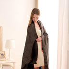 CozeCube Check Knit Throw Blanket, Dark Brown Checkered Throw for Couch, Decorative Christmas Soft Cozy Warm Knitted Blanket for Bed Sofa Living Room, 60"X80"