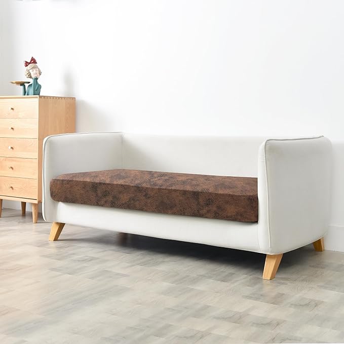 Yates Home PU Leather Couch Sofa Cushion Slipcover Elastic Chair RV Seat Covers Sofa Furniture Protector Slip Cover for Seater Replacement in Living Room(Loveseat, Brown)