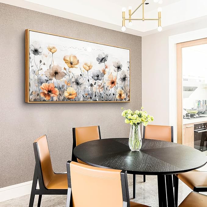 ZUITINGHUA Large Wood Framed Wall Decor For Living Room Canvas Wall Art For Office Modern Wall Decorations For Bedroom Flowers Landscape Paintings Farmhouse Pictures Artwork Home Decor 24x48 In