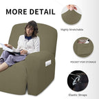 Easy-Going 4 Pieces Oversized Recliner Stretch Sofa Slipcover Sofa Cover Furniture Protector Couch Soft with Elastic Bottom Polyester Spandex Jacquard Fabric Small Checks Khaki,X-Large