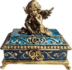 Vintage Angel Square Jewelry Box - Elegant Jewelry Storage, Wedding Bridesmaid Gift, Luxury Retro Jewelry Case- Bronze