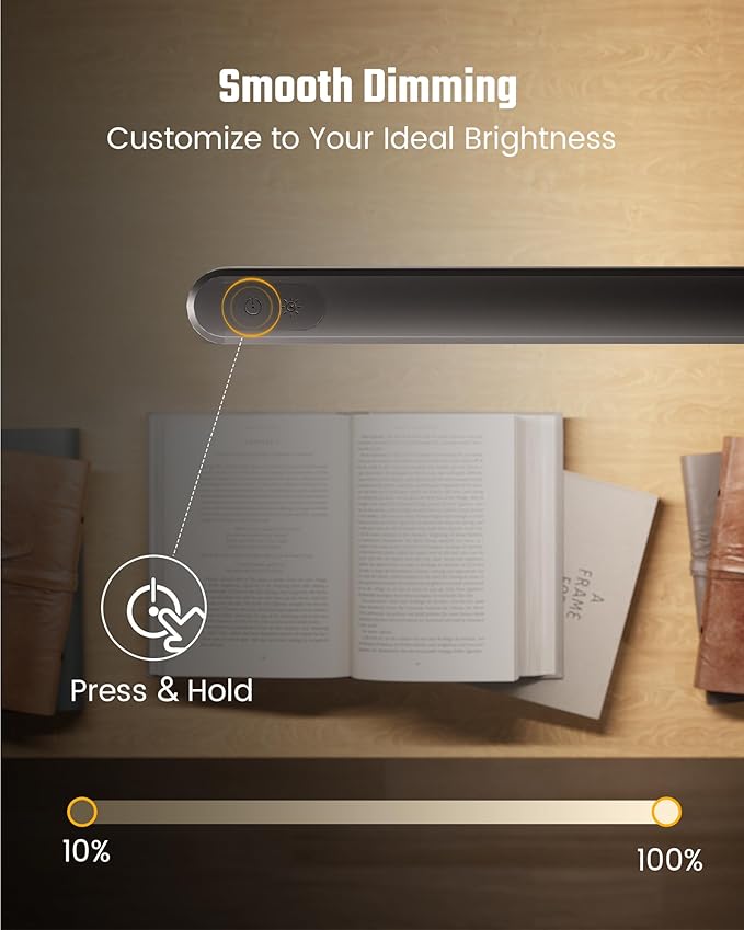 SUPERDANNY Eye-Caring LED Desk Lamp 360° Flexible Gooseneck Work Lamp with Desk Side Clamp Touch Control 3 Light Colors Smooth Dimming Task Lighting Reading Light for Home Office College Dorm, Black